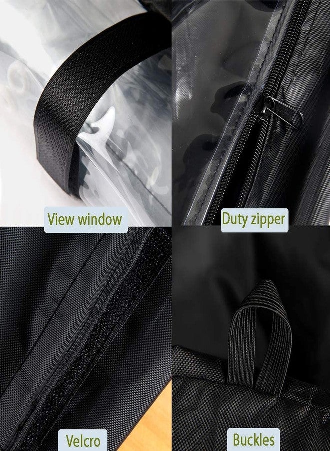 J&C Heavy Duty 420D Double Decker Rabbit Hutch Cover Outdoor Bunny Cage Cover Windproof Waterproof Black Covers for Winter Rectangular for Guinea Pig Cage (71x20.5x34 in) - Image 3